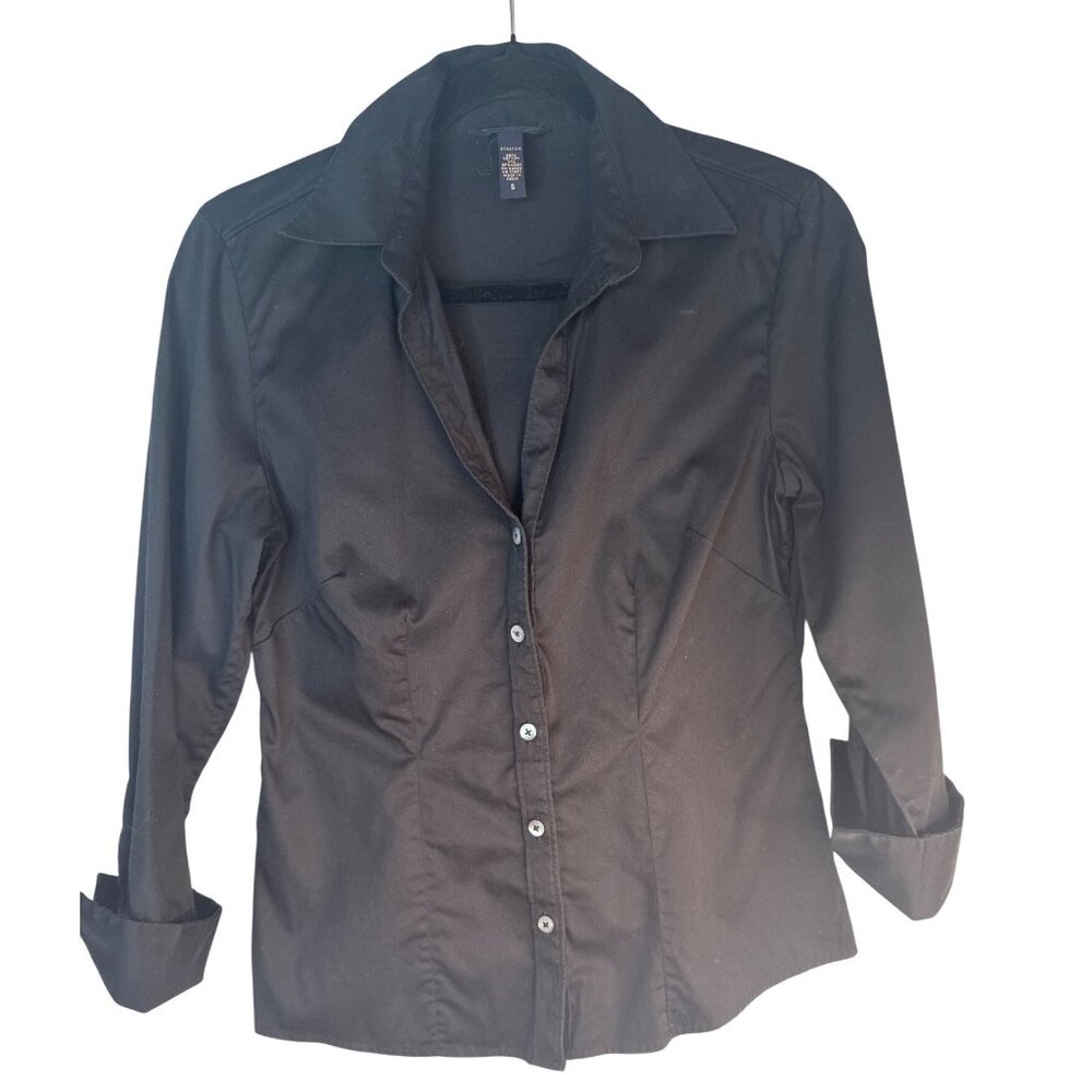 2/$30 Banana Republic Small Black Stretch Button-Up Shirt
